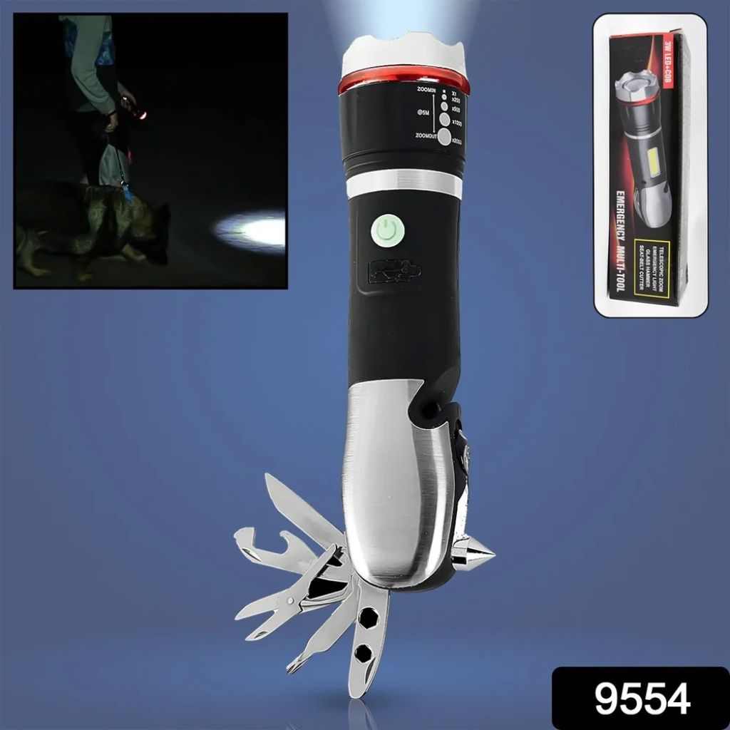 Lampe de Poche Multifonction 13-en-1 avec Coupe-Ceinture de Sécurité – مصباح يدوي متعدد الوظائف 13 في 1 مع قاطع حزام الأمان