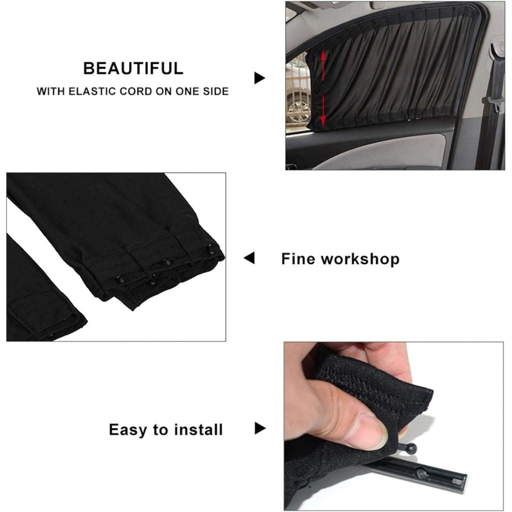 PACK 4 Pcs Rideau glissé de fenêtre Protection UV pour Voiture – ستار نوافذ جانبية في السيارة 4 قطع