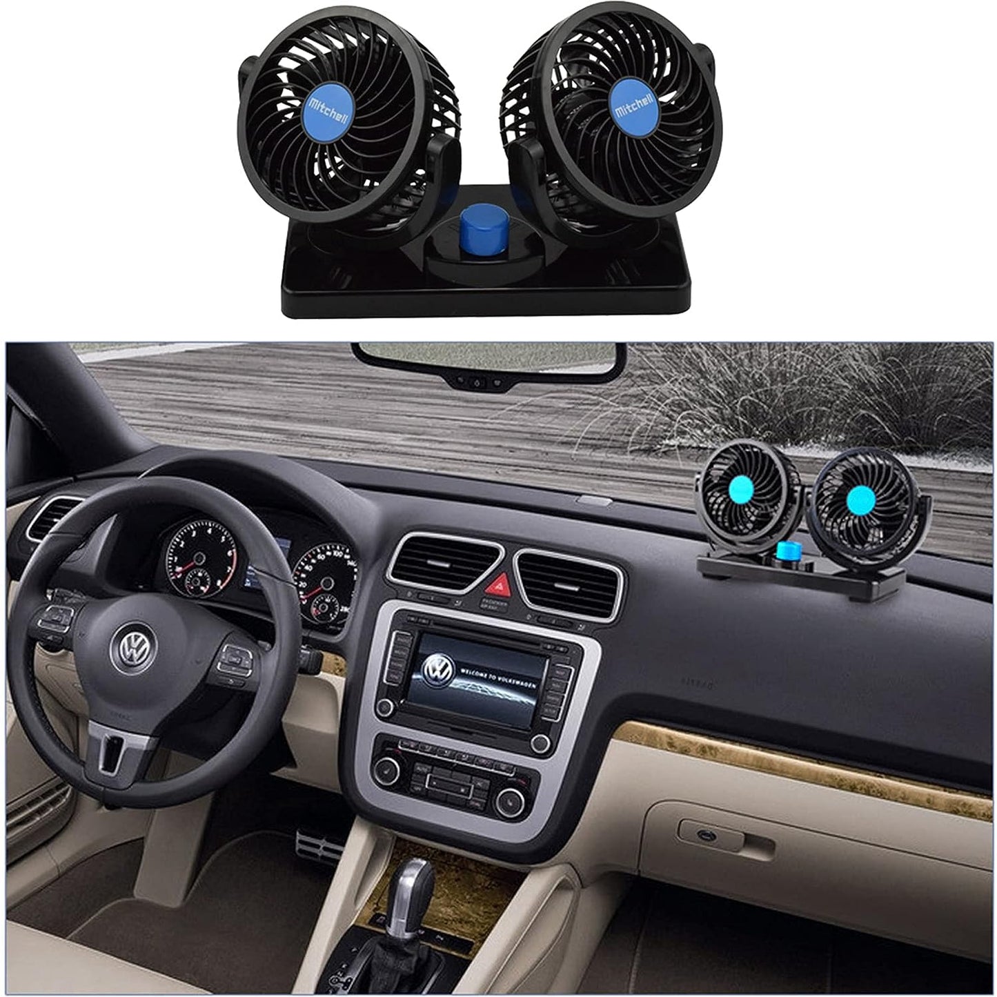 Double Ventilateur électrique pour voiture 2 vitesses rotatif à 360 degrés - مروحة السيارة المزدوجة