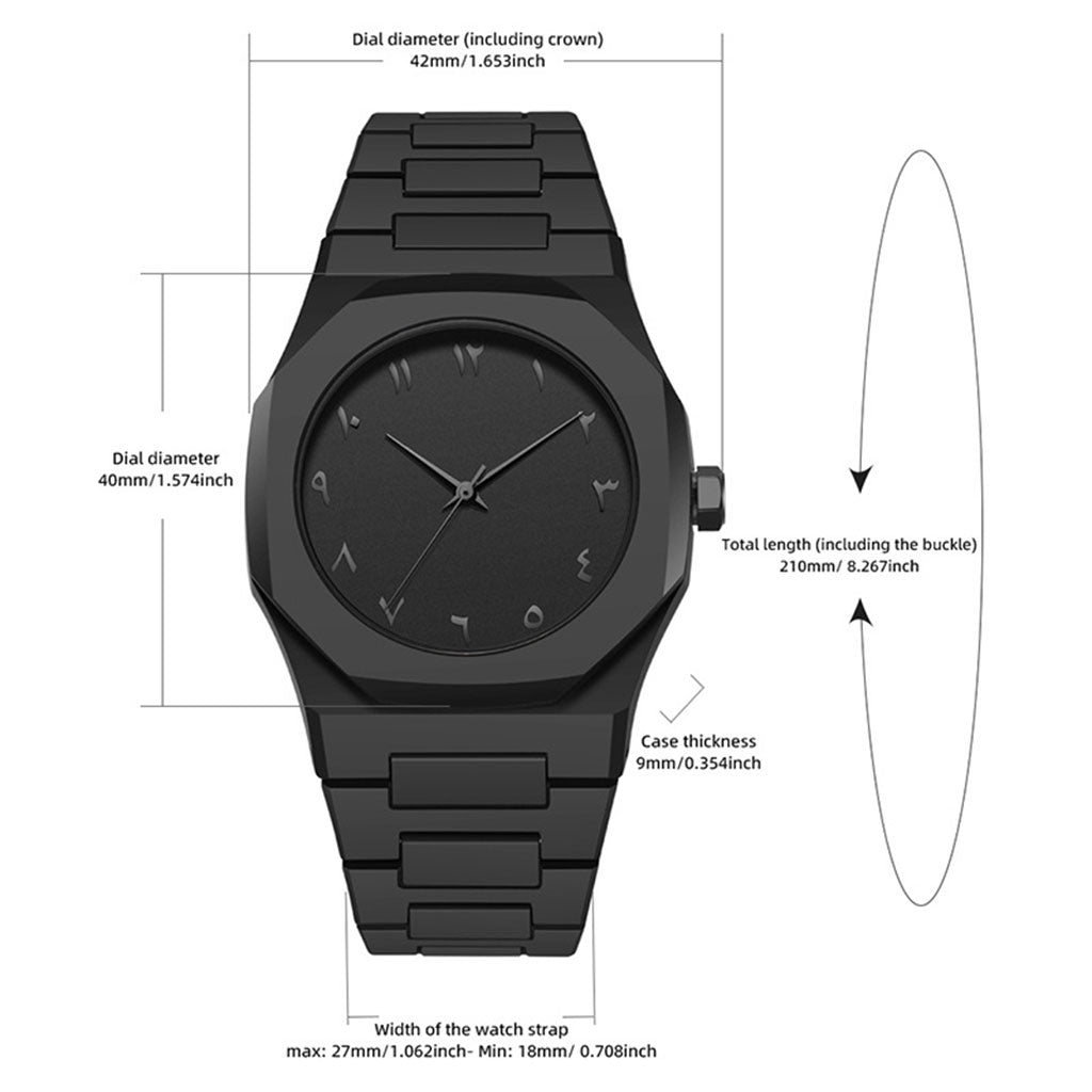 Montre Arabe All in Black pour Homme - ساعة رجالية
