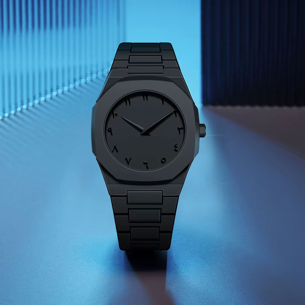 Montre Arabe All in Black pour Homme - ساعة رجالية