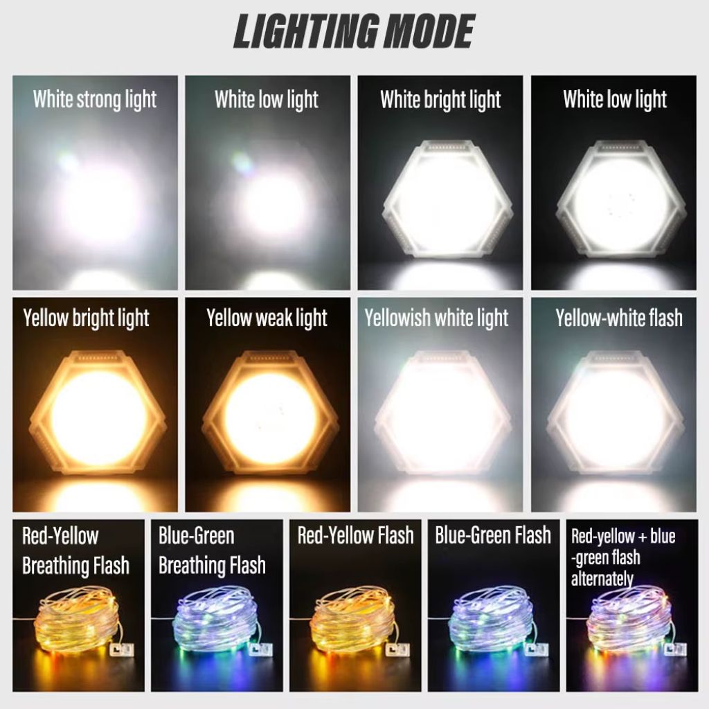 Lampe à Bande LED 10m Étanche pour Camping 2en1 - شريط إضاءة مقاوم للماء للتخييم