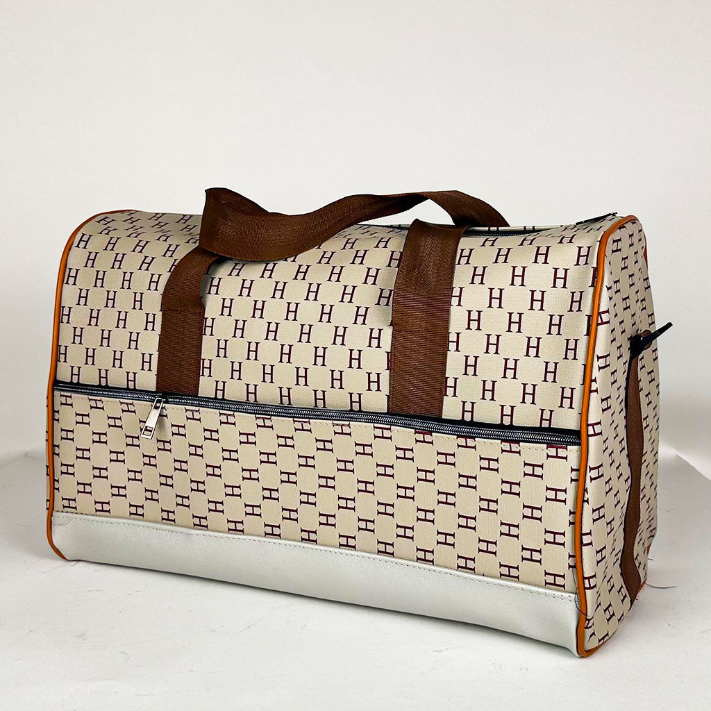 Pack 3Pcs Cabas Sac a Dos et Pochette en Tissue Imperméable Beige