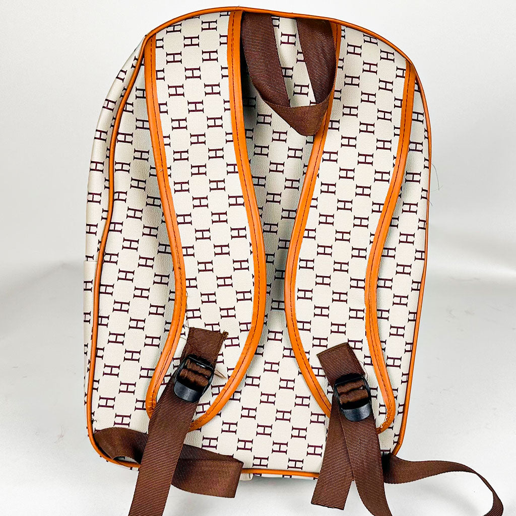 Pack 3Pcs Cabas Sac a Dos et Pochette en Tissue Imperméable Beige