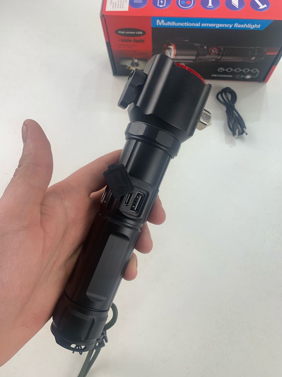 Lampe Torche Multifonctionnel LED Puissante Rechargeable par USB Avec PowerBank – طورش عالي السطوع