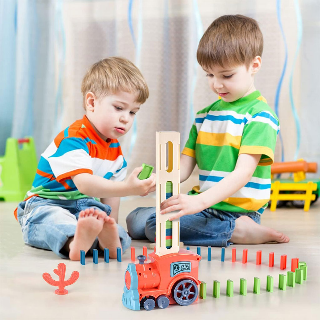 Train Automatique Dominos 80 Pièces Cadeau pour Garçons et Filles – لعبة قطار الدومينو