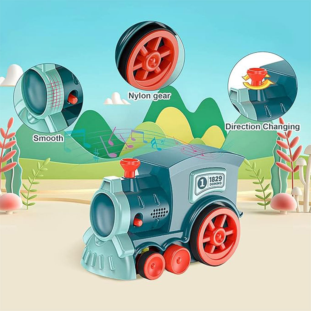Train Automatique Dominos 80 Pièces Cadeau pour Garçons et Filles – لعبة قطار الدومينو