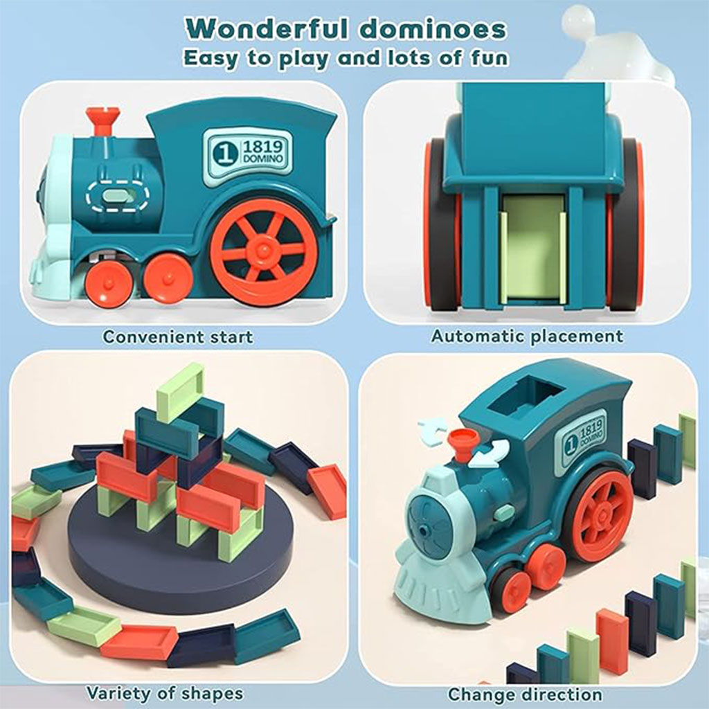 Train Automatique Dominos 80 Pièces Cadeau pour Garçons et Filles – لعبة قطار الدومينو