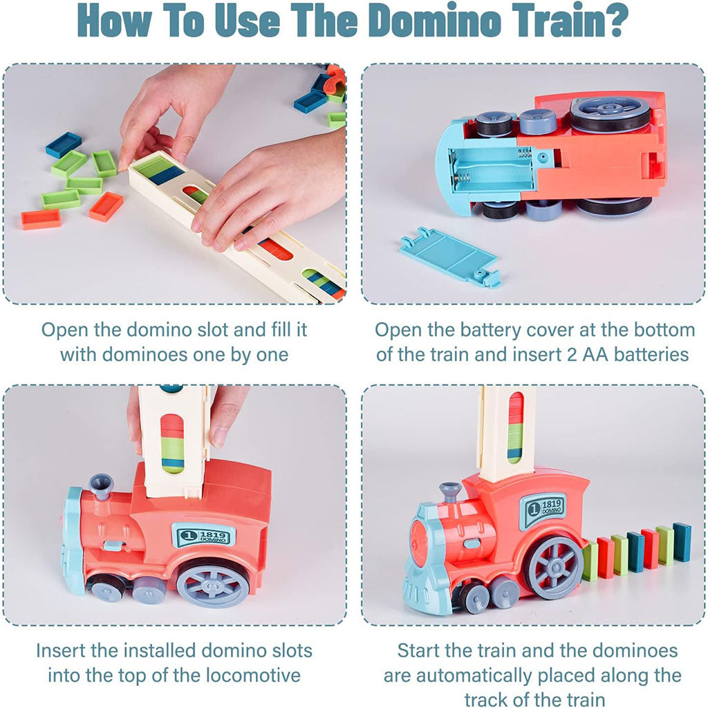 Train Automatique Dominos 80 Pièces Cadeau pour Garçons et Filles – لعبة قطار الدومينو