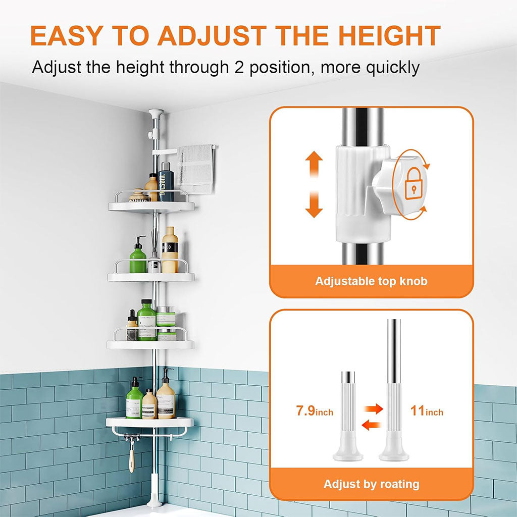 Étagère de douche d’angle à 4 niveaux réglable 320cm – رف حمام قابل للتعديل
