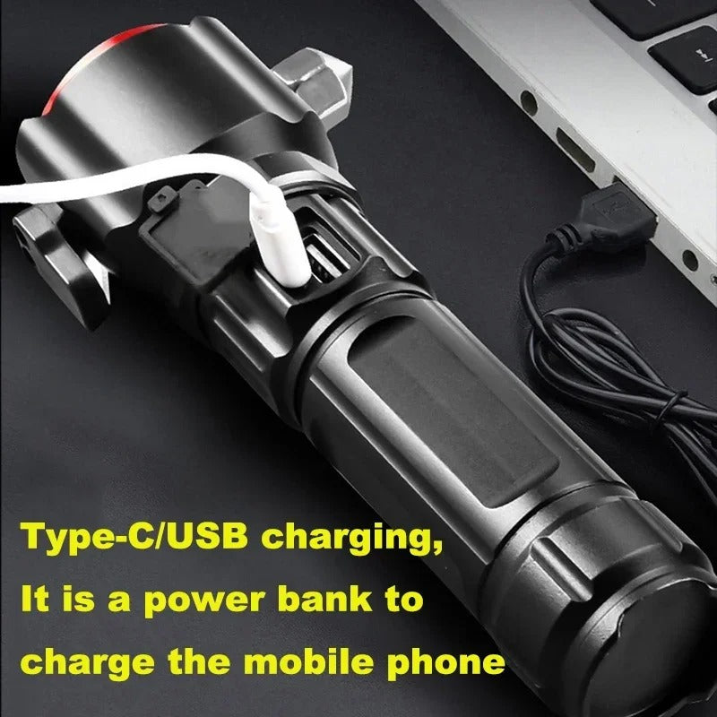 Lampe Torche Multifonctionnel LED Puissante Rechargeable par USB Avec PowerBank – طورش عالي السطوع