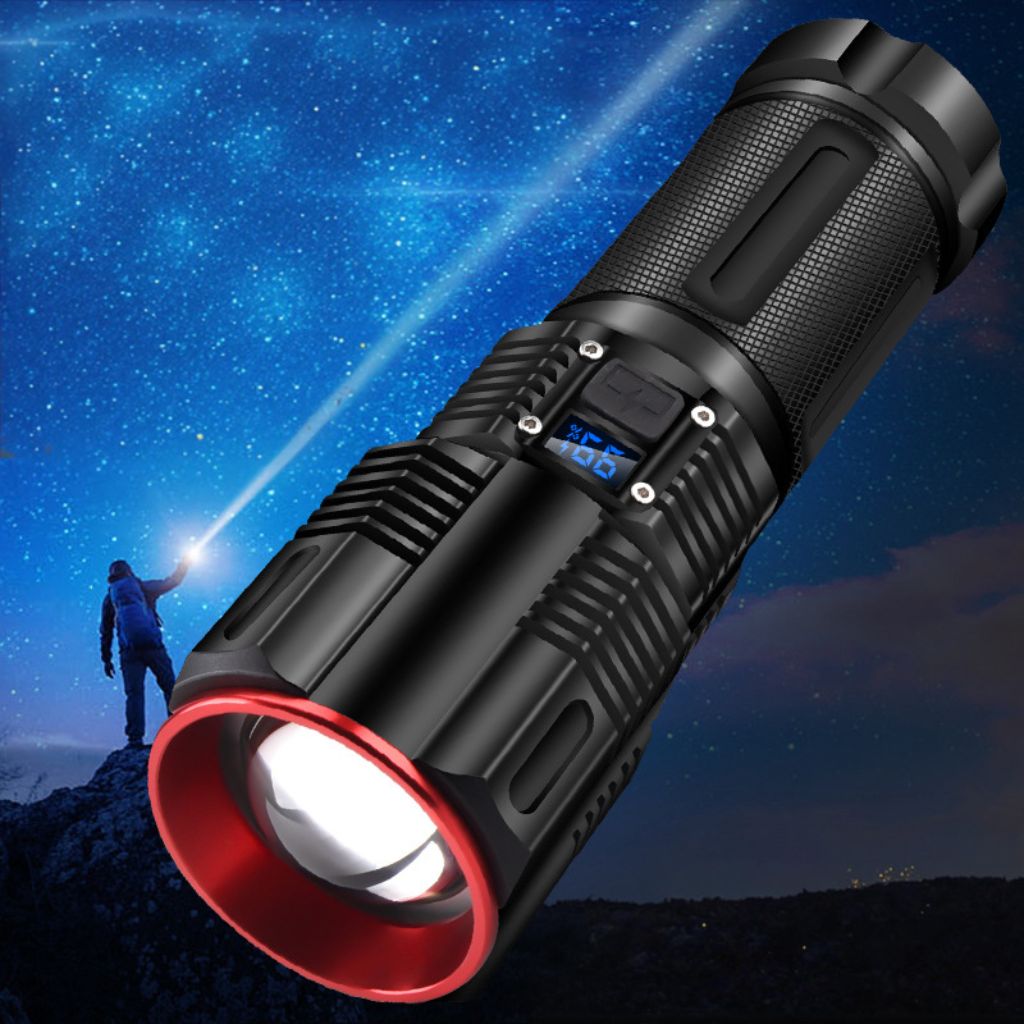 Lampe Torche à LED Haute Puissance 30W avec Batterie Lithium 18650 – مصباح يدوي عالي الطاقة مع بطارية ليثيوم