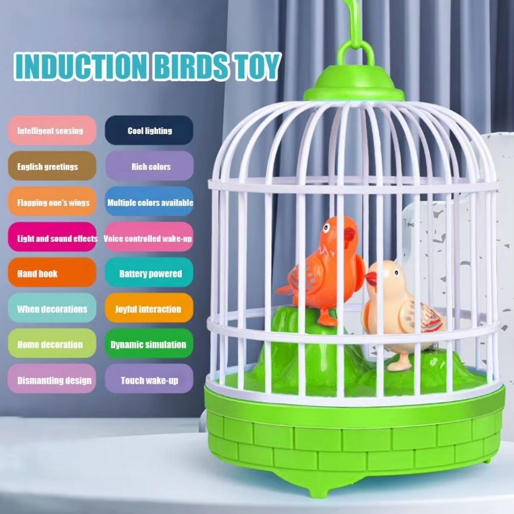 Jouet Électrique de Simulation de Cage à Oiseaux avec Contrôle Sonore – لعبة قفص الطيور المكررة للكلام