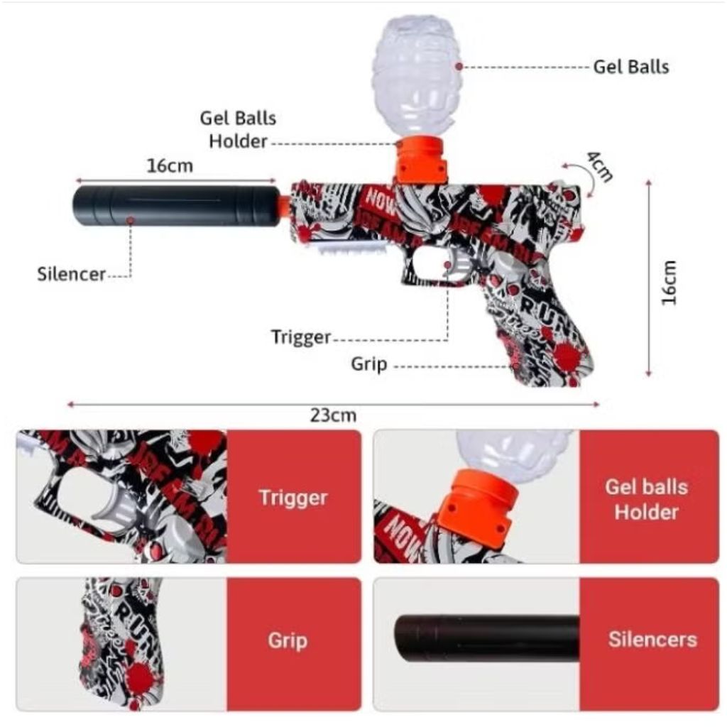 Jouet de Combat Pistolet Automatique avec Balles Cristal Rechargeable - مسدس الإطلاق الآلي مع طلقات كريستال قابلة لإعادة الشحن