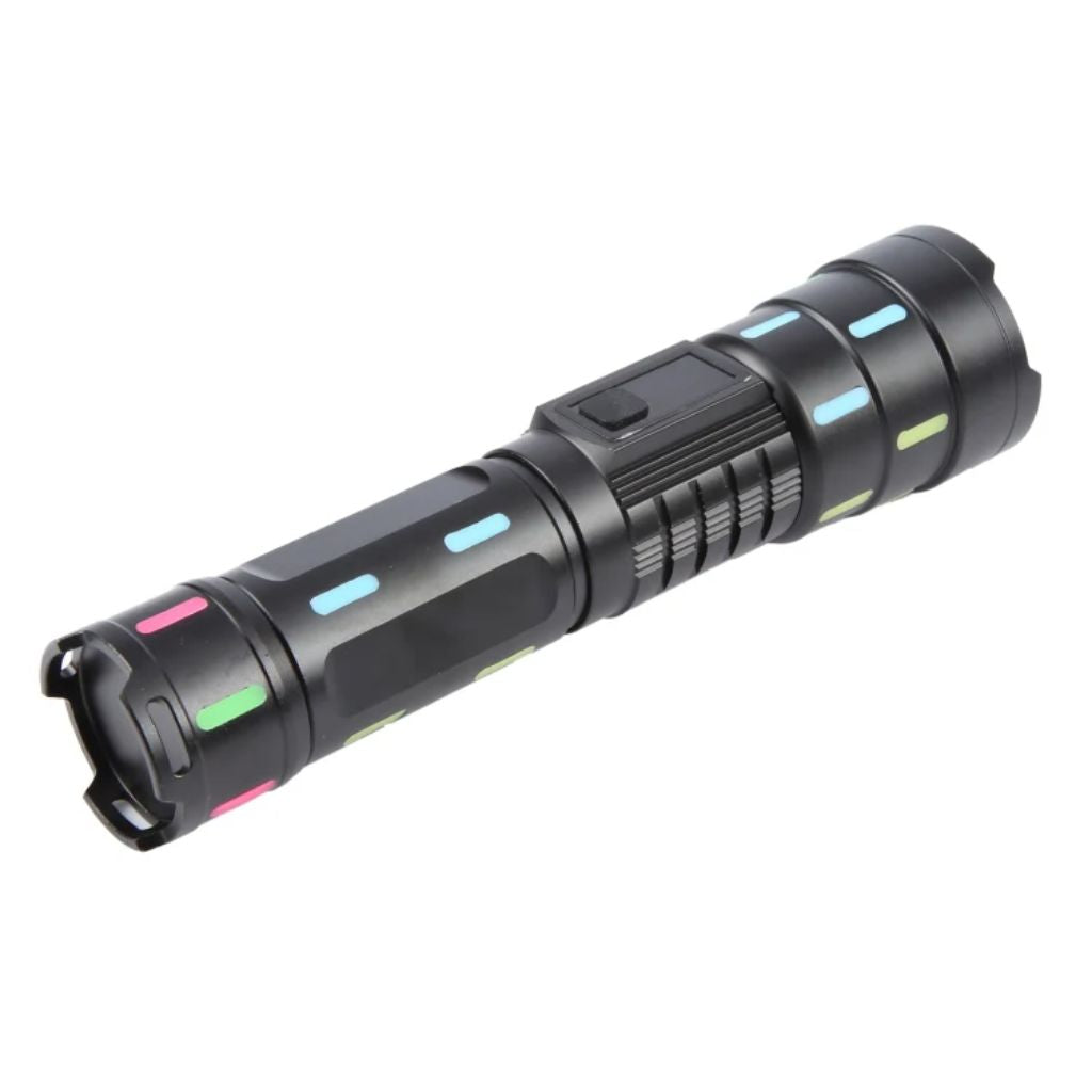 Lampe de Poche LED à Zoom Télescopique avec Bandes Fluorescentes - مصباح يدوي مع زووم تلسكوبي
