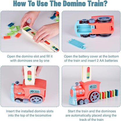 Train Automatique Dominos 80 Pièces Cadeau pour Garçons et Filles – لعبة قطار الدومينو