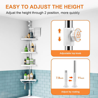 Étagère de douche d’angle à 4 niveaux réglable 260cm – رف حمام قابل للتعديل
