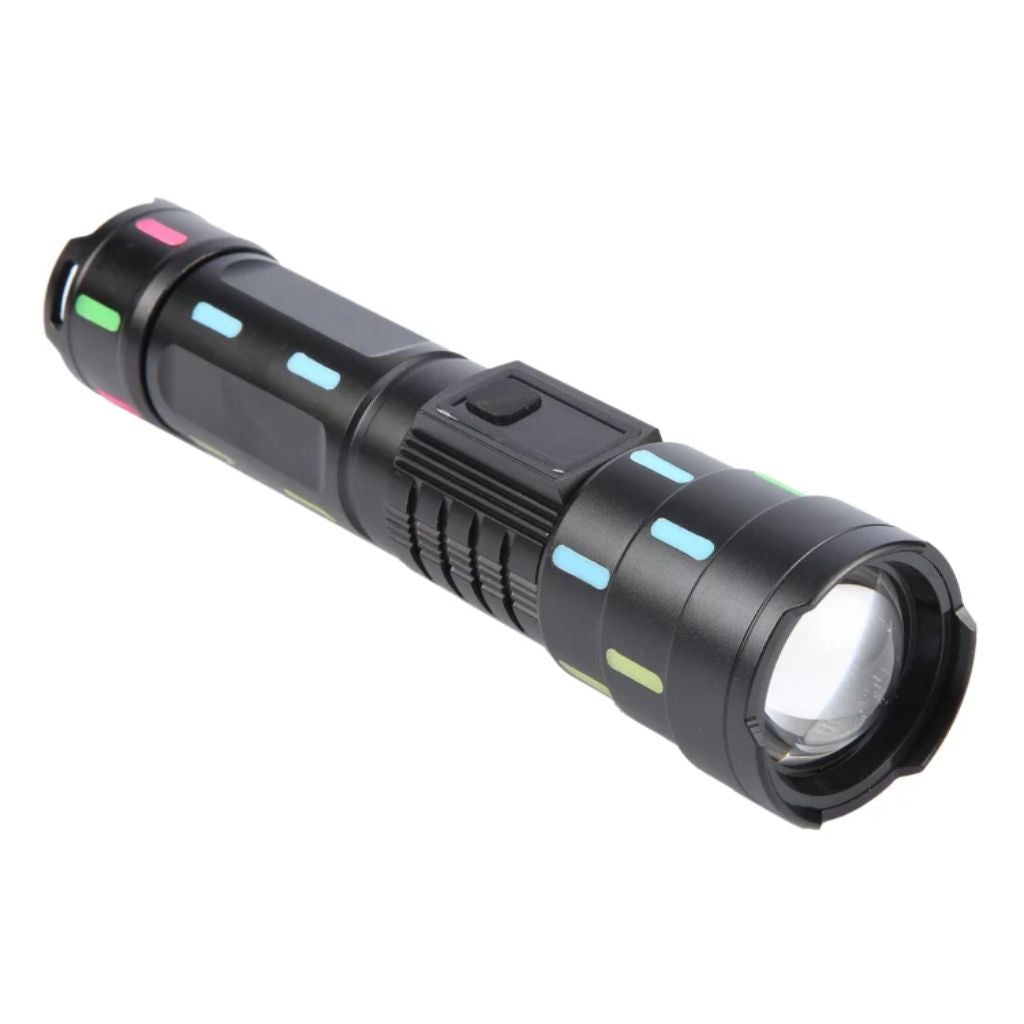 Lampe de Poche LED à Zoom Télescopique avec Bandes Fluorescentes - مصباح يدوي مع زووم تلسكوبي