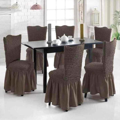 Pack 6Pcs Housses de Protection Extensible Avec Jupe Longue pour Chaises – طقم أغطية الكراسي